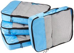 AmazonBasics 4-Piece Packing Cube Set – Large, Sky Blue