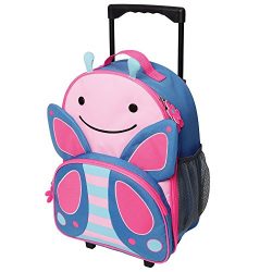 Skip Hop Zoo Kids Rolling Luggage, Blossom Butterfly, Pink, Small/Large/X-Small, 4 oz