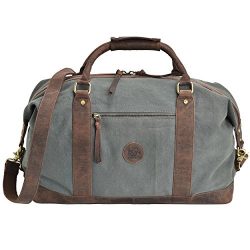 ESTALON Leather Overnight Duffle Bag Canvas Travel Tote Duffel Weekend Bag Luggage (Brown Crazy  ...