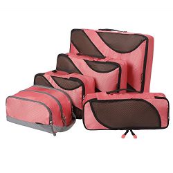 4 Set Packing Cubes,Travel Luggage Packing Organizers with Toiletry Bag Coral