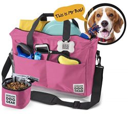 Dog Travel Bag – Day Away Tote For All Size Dogs – Includes Bag, Lined Food Carrier, ...