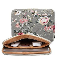 KAYOND Gray Rose Patten canvas Water-resistant 15.6-17 Inch Laptop Sleeve Case Bag