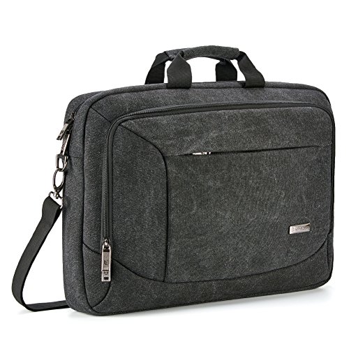 17.3 inch Laptop Messenger Bag, Evecase 17.3″ Canvas Shoulder Bag – Dark Grey w/ Han ...