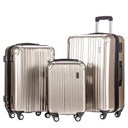 Merax Dreamy ABS+PC 3 Piece Expandable Luggage Set with TSA Lock (Silver)