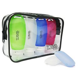 Leak Proof Travel Bottles for Men & Women (4) + 2 FREE Toothbrush Cases + Durable Bag | TSA  ...