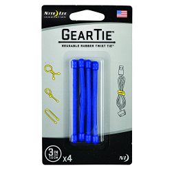 Nite Ize GT3-4PK-03  Original Gear Tie, Reusable Rubber Twist Tie, Made in the USA, 3-Inch, Blue ...