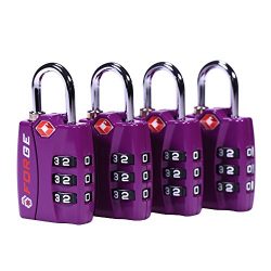 Forge TSA Lock Purple 4 Pack – Open Alert Indicator, Easy Read Dials, Alloy Body