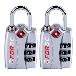 Forge TSA Locks 2 Pack Silver – Open Alert Indicator, Easy Read Dials, Alloy Body