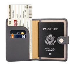 Zoppen Rfid Blocking Travel Passport Holder Cover Slim Id Card Case, #17 Dark Grey