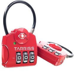 TSA Lock w/ SearchAlert Red by Tarriss, 2 Pack TSA Luggage Locks /