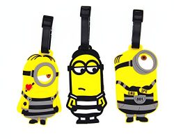 CellDesigns Set of 3 Minions Luggage Tag Suitcase ID Tag with Adjustable Strap (Minions in Prison)
