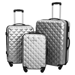 3 Piece Luggage Set Durable Lightweight Hard Case Spinner Suitecase LUG3 SS577A SILVER SILVER