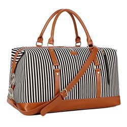 BAOSHA HB-14 Canvas Travel Tote Duffel Bag Carry on Weekender Overnight Bag Oversized for Women  ...