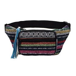 Kayhoma Boho Fanny Pack Stripe Festival Bum Bags Travel Hiking Hip Bum Waist Bag