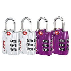 Forge TSA Locks 4 Pack Silver and Purple – Open Alert Indicator, Easy Read Dials, Alloy Body