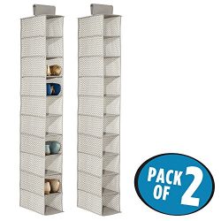 mDesign Fabric Hanging Closet Storage Organizer, for Shoes, Handbags, Clutches – Pack of 2 ...