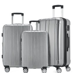 Fochier Luggage 3 Piece Set Lightweight Expandable Spinner Suitcase