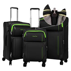 Windtook Luggage Sets 3 Piece Expandable Spinner Suitcase 8050, 20in24in28in (Black-1626)