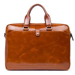 MANTOBRUCE Leather Briefcase for Men Women Travel Work Messenger Bags 16″ Laptop Shoulder  ...