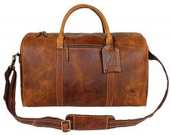 Leather Travel Duffel Bag Overnight Weekend Luggage Carry on Underseat Airplane