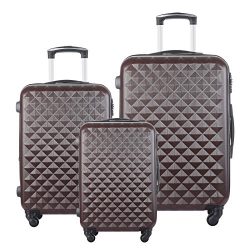 3 Piece Luggage Set Durable Lightweight Hard Case Spinner Suitecase LUG3 LY20 BROWN