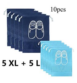 10 Pcs Travel Dust-proof Shoe Bags with Drawstring and Transparent Window Shoe Organizer Space S ...