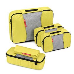 Travel Packing Cubes, Gonex Luggage Organizers L+M+2Slim+Laundry Bag Yellow