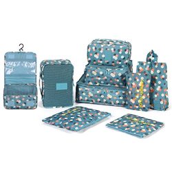 DOKEHOM DKA3003BF2 9 Packing Cubes Travel Organisers – 3 Packing Cubes + 3 Pouches + 1 Pre ...