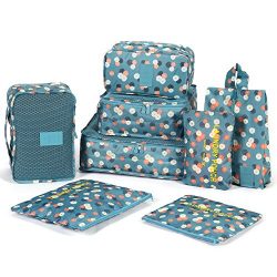 DOKEHOM DKA3002BF2 8 Packing Cubes Travel Organisers – 3 Packing Cubes + 3 Pouches + 1 Pre ...