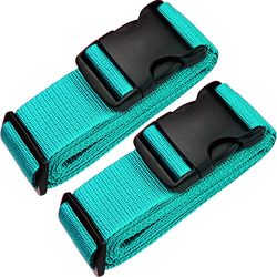 TRANVERS Luggage Straps For Suitcases Baggage Belt Heavy Duty Adjustable 2-Pack Lake Blue