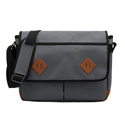 Kenox Vintage Canvas Laptop Messenger Bag School Bag Business Briefcase 16 Inches (Large, Grey)