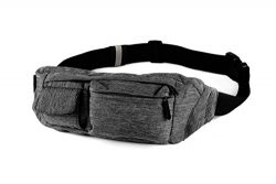 SoJourner 2-Pocket Gray Fanny Pack Hip Bag – fits men, women, kids, small, medium and large