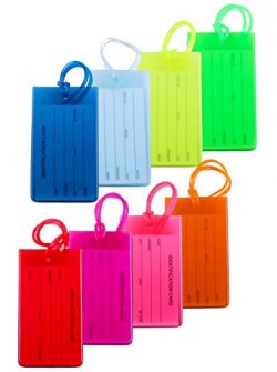 8 Packs Colorful Flexible Travel Luggage Tags for Baggage Bags / Suitcases – Name ID Label ...