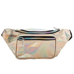 Holographic Fanny Pack for Women – Waist Fanny Pack with Adjustable Belt for Rave, Festiva ...