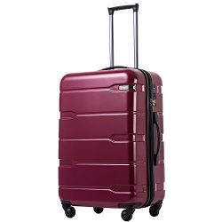 Coolife Luggage Expandable Suitcase PC+ABS Spinner 20in 24in 28in Carry on (Radiant Pink., L(28in).)