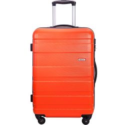 Merax Aphro 24inch Checking in Luggage Lightweight ABS Spinner Suitcase (Orange)