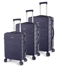 TravelCross Vermont Luggage 3 Piece Ultra-Resistant Lightweight Spinner Set (Dark Blue)