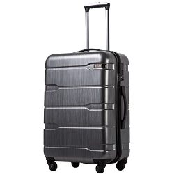Coolife Luggage Expandable Suitcase PC+ABS Spinner 20in 24in 28in Carry on (Charcoal., M(24in).)