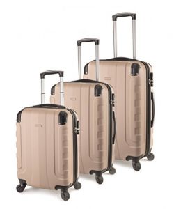 TravelCross Chicago Luggage 3 Piece Lightweight Spinner Set – Champagne