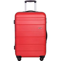 Merax Aphro 24inch Checking in Luggage Lightweight ABS Spinner Suitcase (Red)