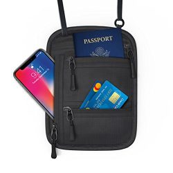 Miolle RFID Fitness Travel Neck Wallet Bag Passport Holder – Neck Bag Passport Wallet for  ...