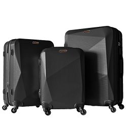 3 Piece Luggage Set Durable Lightweight Hard Case Spinner Suitecase LUG3 HD1629 BLACK