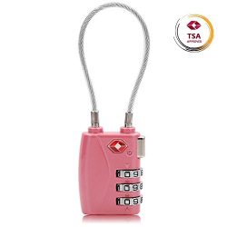 Combination Padlock Cable Luggage Travel TSA Lock with 3 Digit Combination for Bag, Suitcase, Ba ...