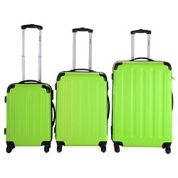 Goplus 3 Pcs Luggage Set Hardside Travel Rolling Suitcase ABS+PC Globalway (Green)