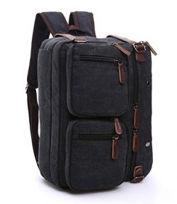 Gudui Convertible Backpack Canvas Messenger Bag  Computer Laptop Bag Vintage Retro Briefcase Sat ...