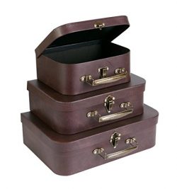 SLPR Paperboard Suitcases (Set of 3, Brown Leather) | Boxes for Birthday Parties Wedding Decorat ...