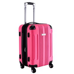 Goplus GLOBALWAY Expandable 20″ ABS Carry On Luggage Travel Bag Trolley Suitcase (Rose)