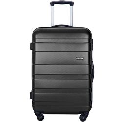 Merax Aphro 24inch Checking in Luggage Lightweight ABS Spinner Suitcase (Black)