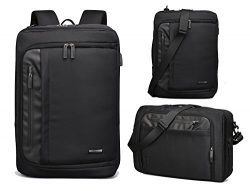 AOKING Water Resistant 15 Inch Laptop Briefcase Backpack Messenger 3 In 1 with USB Charging Port ...