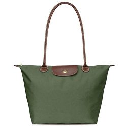 BEKILOLE Women’s Stylish Waterproof Tote Bag Nylon Travel Shoulder Beach Bags-Army Green C ...